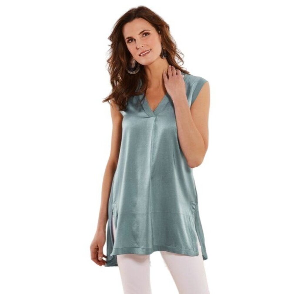 Soft Surroundings Shirt Size Small Summer Romance Tunic Top Silk Blend Casual